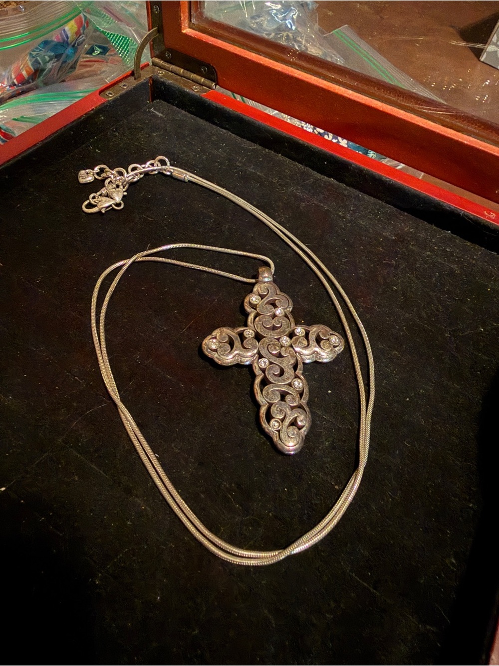 Brighton Silver Filigree Cross Pendant Necklace